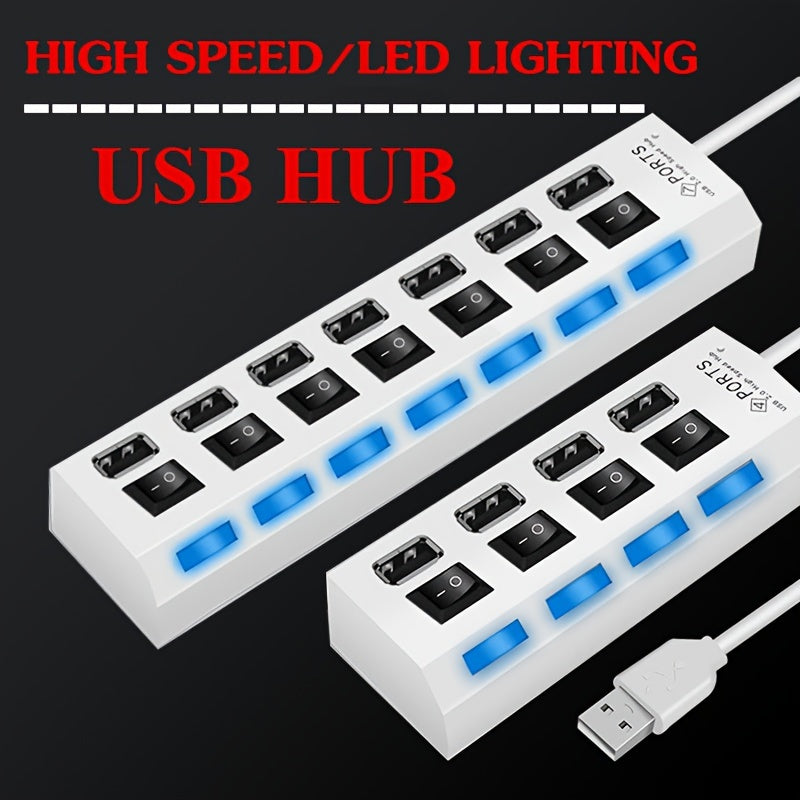 Hub USB 2.0 com 7 Portas e LEDs – Expanda Suas Conexões com Praticidade e Estilo