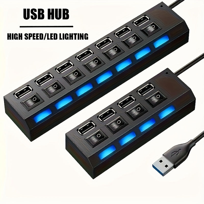 Hub USB 2.0 com 7 Portas e LEDs – Expanda Suas Conexões com Praticidade e Estilo
