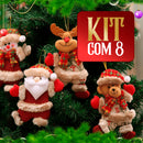 Kit 8 Enfeites de Natal (Papai Noel & Renas) — Dançantes / Suspensos